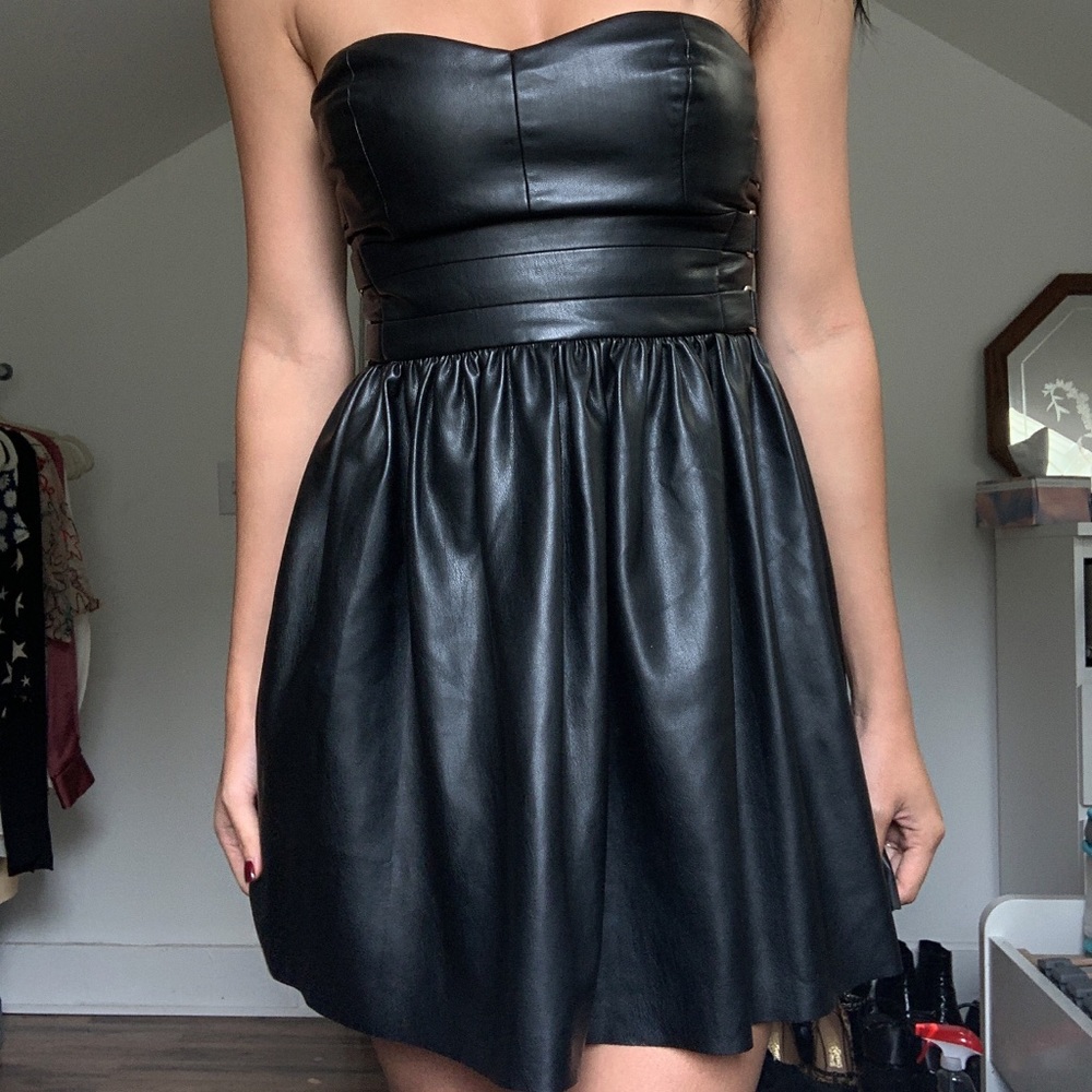 Faux Leather Mini Dress - Picture 4 of 4